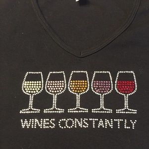 Black T-Shirt Sparkels "Wines Constantly" XL